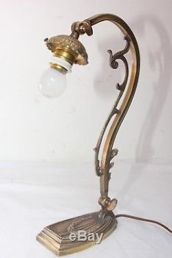 Lampe art déco bronze pour tulipe pâte de verre daum muller schneider lustre