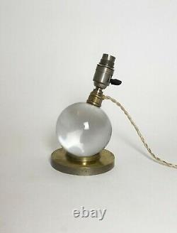 Lampe art deco moderniste boule cristal bronze nickelé Jacques Adnet Baccarat
