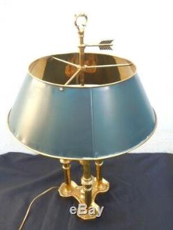 Lampe bouillotte bronze abat-jour tôle peinte époque XXème style henri Delisle