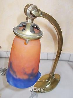Lampe bronze art nouveau art deco pate de verre Muller no daum no Schneider