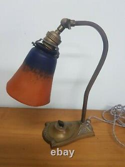 Lampe de bureau Art Deco en bronze et pâte de verre muller schneider degue