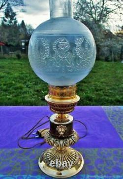 Lampe de table ancienne Empire et lions bronze France Antique table lamp Empire