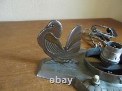 Lampes Art Deco Aux Oiseaux En Bronze Rare En Paire Pour Verrerie Muller Degue