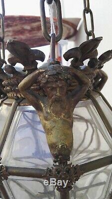 Lanterne art nouveau, bronze et cristal, modèle Versailles