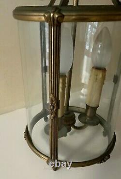 Lanterne en bronze 3 feux, Style Louis XVI, Lustre d'entrée
