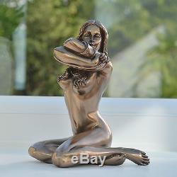 Large Erotic Bronze Woman Sculpture Figure Sexy Naked Nude Art Deco Mel 31026