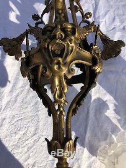 Lustre Art Deco Bronze Doré Satyres