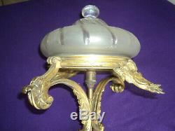 Lustre Monture Bronze Suspension Plafonnier Art Deco Nouveau Lampe