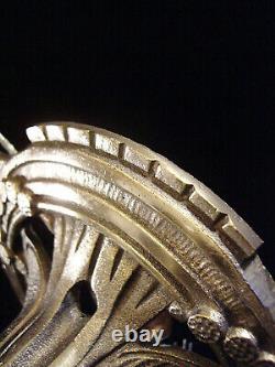 Lustre Ou Suspension Art Déco En Bronze Nickelé Et Globes En Verre Pressé 1930