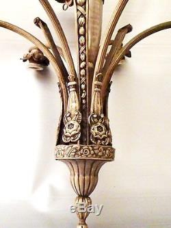 Lustre chandelier Art deco en bronze nickelé HETTIER & VINCENT à attribuer