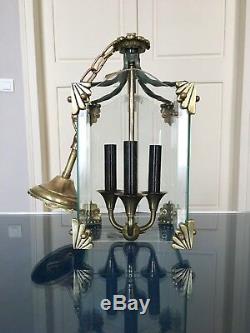 Lustre lanterne Art Déco lampe bronze verre vintage décoration suspension