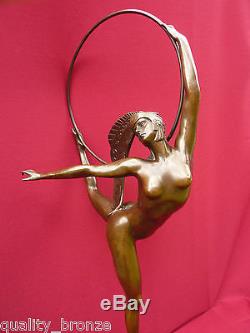MAJESTIC FRENCH ART DECO, Signed Morante Hoop Dancer, BRONZE STATUE FIGURE
