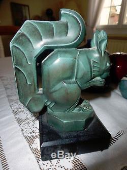MAX LE VERRIER Statue Serre livre Fonte d'art Patine vert bronze Art Déco TBE