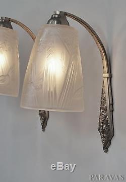 MULLER FRERES PAIRE D´APPLIQUES ART DECO. Bronze sconces 1930 lamp