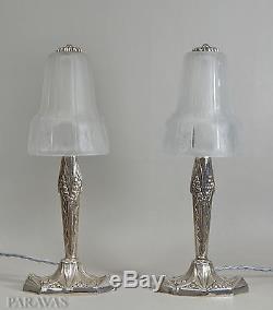 MULLER FRERES paire lampe art deco 1930. Lampes lamps French lamp bronze