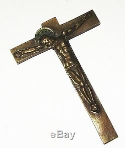 Magnificent 1920s ART DECO Bronze WALL CROSS CRUCIFIX Signed HARTMANN croix