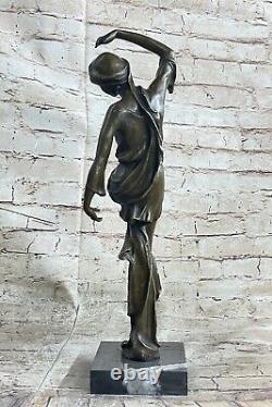 Main Fabriqué Signée Chiparus Art Déco Français Danseuse Bronze Sculpture Décor