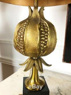 Maison Charles Lampe Grenade En Bronze Doré Des Années 70 Abat Jour Laiton