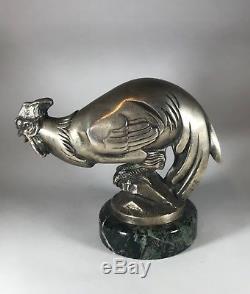 Mascotte automobile en bronze art deco coq animalier