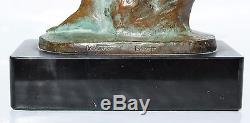 Max Le Verrier Statue Sculpture DISCOBOLE Bronze Patiné Athlète Nu Art Déco 1930