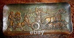 Max le Verrier bronze plateau bas relief à lantique chasse aux lions