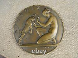 Médaille Bronze Art Déco Artémis par E Doumenc 11,5 cm