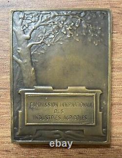 Médaille Plaque bronze Art Deco 1930 De P. FERON usine Femme Boîte D'origine