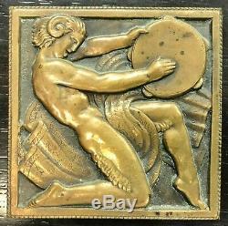 Médaille Plaquette Bronze Art Déco Danseur Au Tambourin (1931) Par Renard