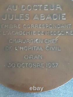 Medaille bronze Art Deco Oran Algerie 1937 Medecin