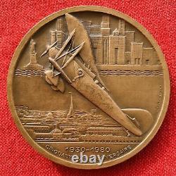 Medal Medaille Art Deco Bellonte Costes Aviation Aerien Paris New York 1930