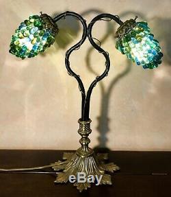 Murano Art Deco Lampe Grappes De Raisins En Verre Souffle Sur Pied Bronze