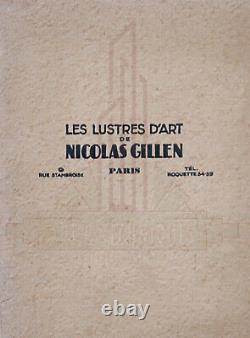 Nicolas Gillen Applique Art Déco Bronze Nickelé Et Plaques En Verre Sablé 1930