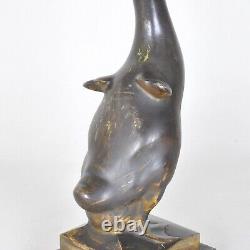 Oie En Bronze Patiné, Sur Socle, Art Déco, XXème Siècle