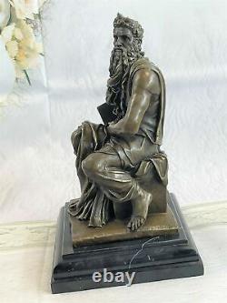 Ouest Art Déco Sculpture Juif Founder Prophet Moses Bronze Statue Figurine