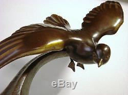 P. Hugonnet Ancienne Sculpture En Bronze Art Deco Mouette / Statue Marine