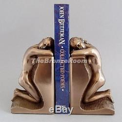 PAIR OF BRONZE ART DECO STYLED GIRL BOOKENDS