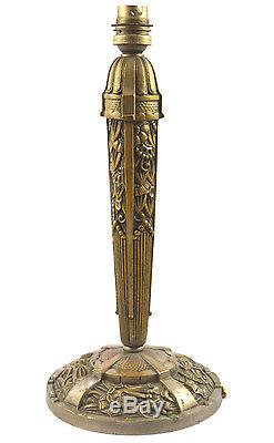 Pied De Lampe Bronze Argente 1930 Art Deco Pour Pate De Verre Daum Galle Muller