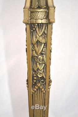 Pied De Lampe Bronze Argente 1930 Art Deco Pour Pate De Verre Daum Galle Muller