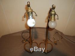 Paire De Pieds De Lampes Bronze Laiton Was Benson Arts Crafts Art Deco Nouveau