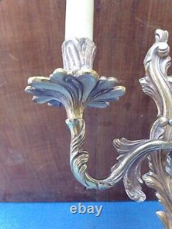 Paire d'anciennes appliques asymétriques-bronze stylisées Louis XVI-2 lumières