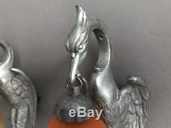 Paire dappliques cigognes Art Déco 1930 bronze et pate de verre Schneider