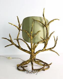 Paul Moerenhout Lampe Brutaliste Des Années 70 En Bronze Doré H 50cm