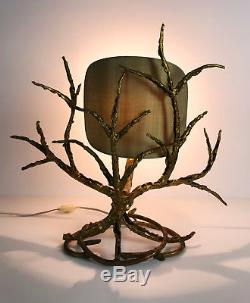 Paul Moerenhout Lampe Brutaliste Des Années 70 En Bronze Doré H 50cm