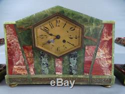 Pendule Art Déco Bronze marbre mantel clock orologio reloj uhr pendulum