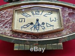 Pendule clock art deco 1930 bronze très bel état fonctionne parfaitement