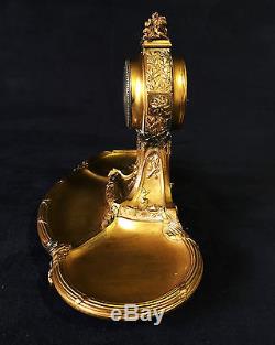 Pendulette En Bronze Époque Art Nouveau / Art Déco À Décor De Fleurs De 16 CM H