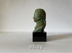 Petit Buste en bronze réalisé à la cire perdue, signé H. Onesto, Art Déco, 1930