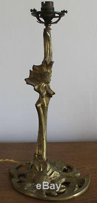 Pied de lampe Bronze Art Deco Art nouveau Pavots et Marguerites