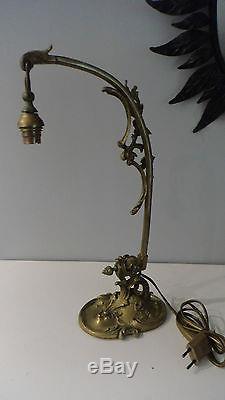 Pied de lampe en bronze, lampe en bronze. Manque tulipe muller, degue, daum, autre