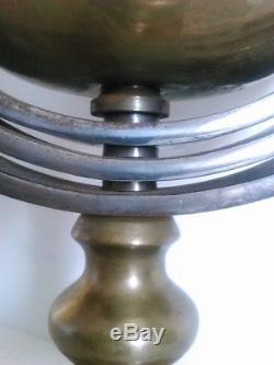 Pied de lampe sphère anneaux en bronze et acier 1940 1950